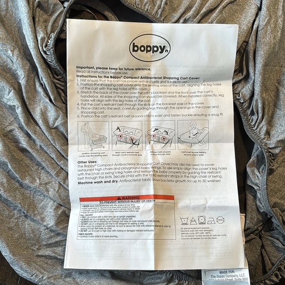 NWOT Boppy Compact Antibacterial Shopping Cart Cover - Picture 4 of 5